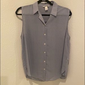 H&M blue and white stripe blouse